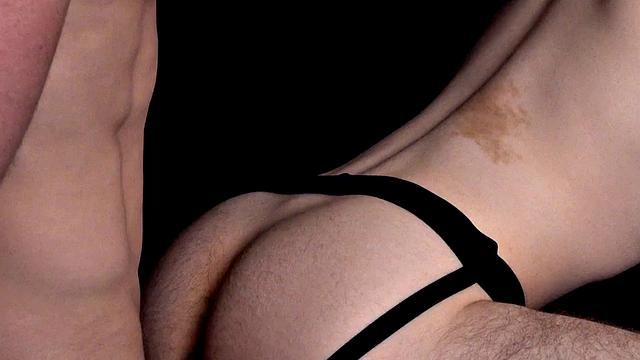 Twink in jockstrap rimmed n fucked by rimjob stud