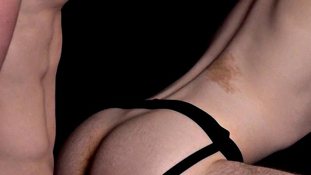 Twink in jockstrap rimmed n fucked by rimjob stud