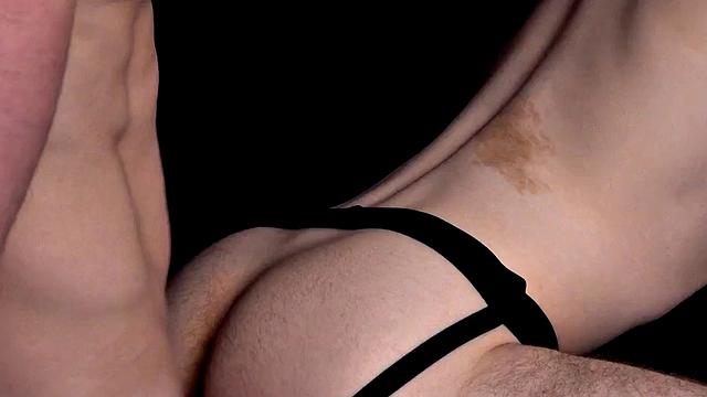 Twink in jockstrap rimmed n fucked by rimjob stud