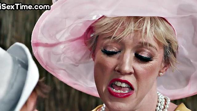 Mature busty bisex lady 3some licked by stud and MILFD