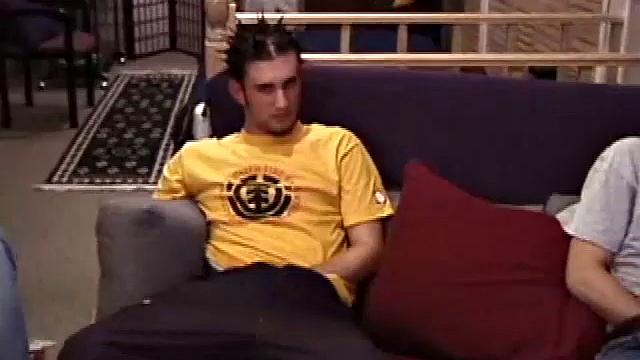 Adam, Chad and Lukas waste no time in stripping off and getting down to it. As Lukas rubs Adam's groin, Chad pulls his pants down to his knees and starts rubbing his cock.