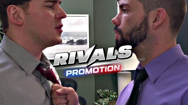 бородатый мужик получает по полной от офисного жеребца