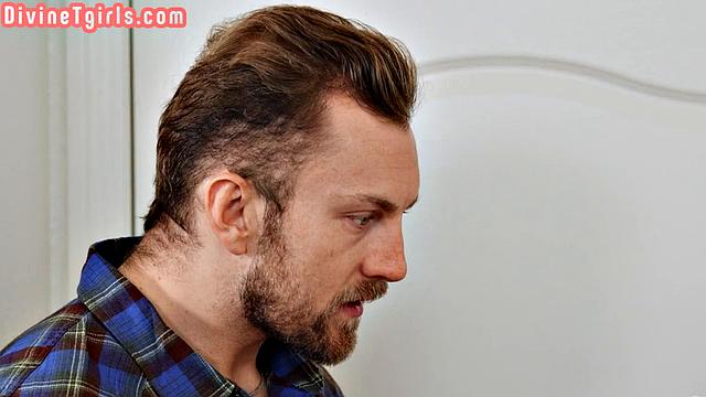 Pinkhair petite TS gets drilled