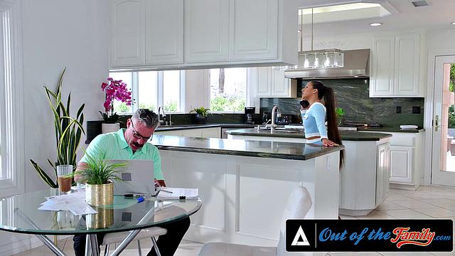 OUT OF THE FAMILY - Lilith Grace Tricks Stepdad Into POV Anal and Creampie On Counter