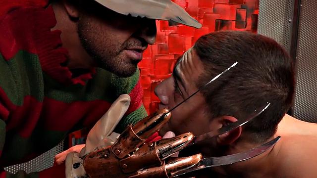 BDSM hunk toys mesmerized twink with dildo after deepthroat