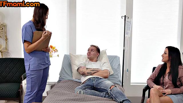 DTF stepmom teaches stepson to fuck in a 3-way with his GF