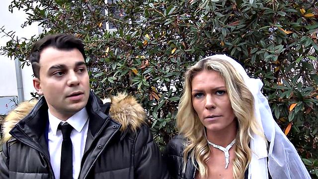 DEBT4k. Blond bride dragged into sex with loan shark by her groom