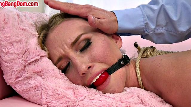 Gangbang BDSM babe rough fucked in asshole toll bukkake