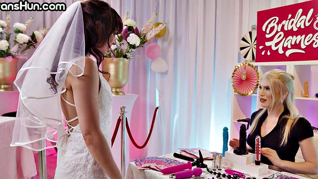 TS nympho slut fucks bride and her BFF after wedding