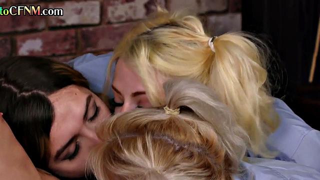 CFNM college students suck cock of classmate in group