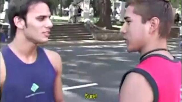 Rodrigo Sanz hooks up with Pedro Blanca and they find a private room. They strip naked, suck each other off, before Rodrigo rims Pedro's then Rodrigo slides cock into Pedro's ass