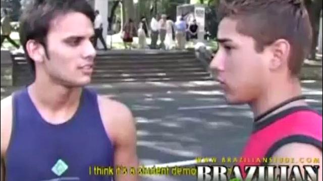 Rodrigo Sanz hooks up with Pedro Blanca and they find a private room. They strip naked, suck each other off, before Rodrigo rims Pedro's then Rodrigo slides cock into Pedro's ass