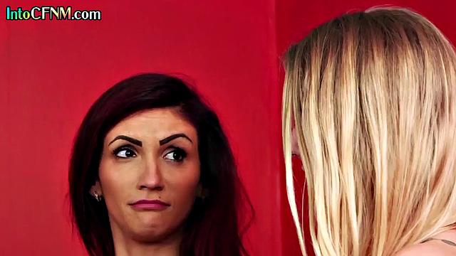 Cumthirsty CFNM babes with a guy