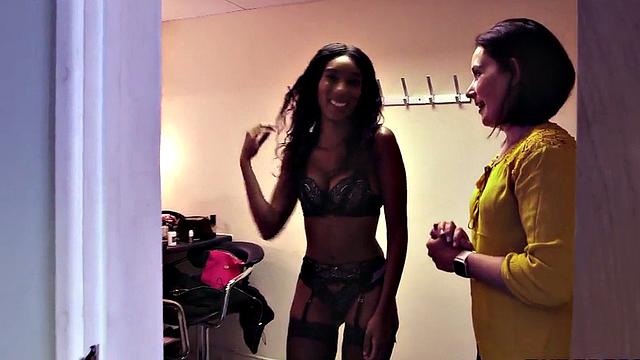 CFNM Black babe wanks cock in group HJ with British ladies