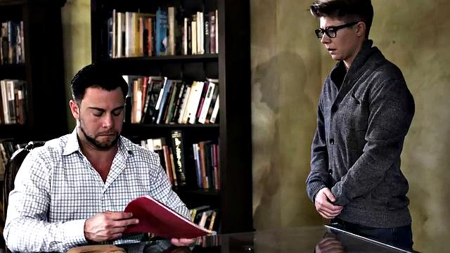 Sexual counselor gives her a rough pussyfucking in the office for some quick cash