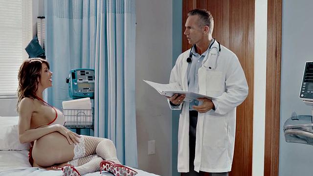 Busty nurse in fishnets pussyfucked by main doctor