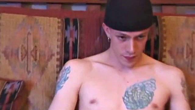 Returning from a bike ride, Shane strips naked and lubes up his hardening cock. He fingers himself, for added stimulation, while stroking his stiff meat. After edging a few times, the horny boy pumps out his warm cum load.