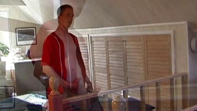 Derek is rubbing his cock through his sweat pants, before stripping them off to show us what he's packing. With the remote control in one hand and his lubed cock in the other, Derek comments on the of his cock asking if we like it.