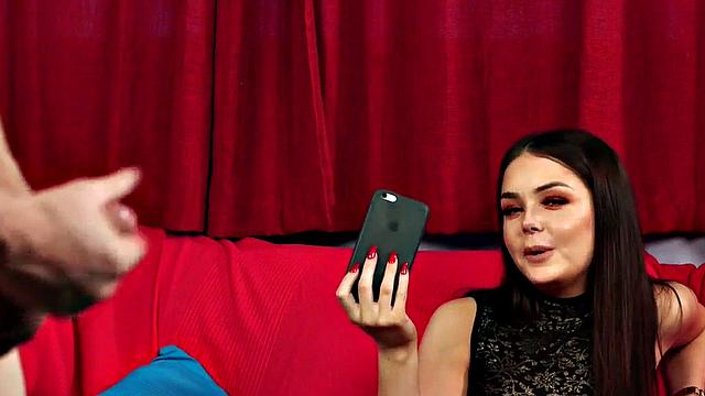 A CFNM beauty in stockings get down and dirty while taking a nude rod