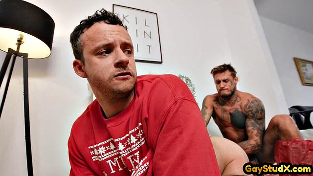 Naughty stud toying his twunk slut