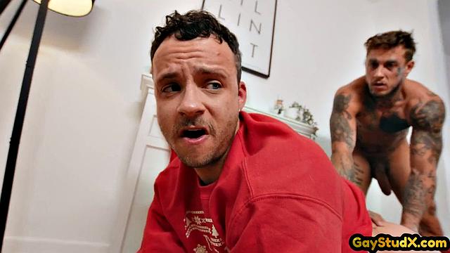 Naughty stud toying his twunk slut