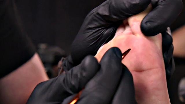 BDSM trapped slut whipped by horny guy in domination session