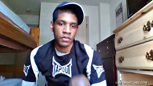 Young Black Amateur Stroking His Cock