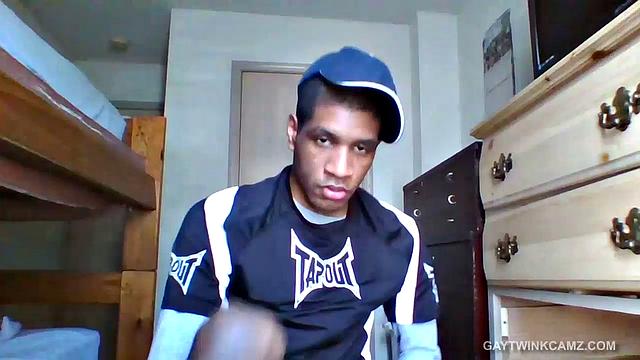 Young Black Amateur Stroking His Cock