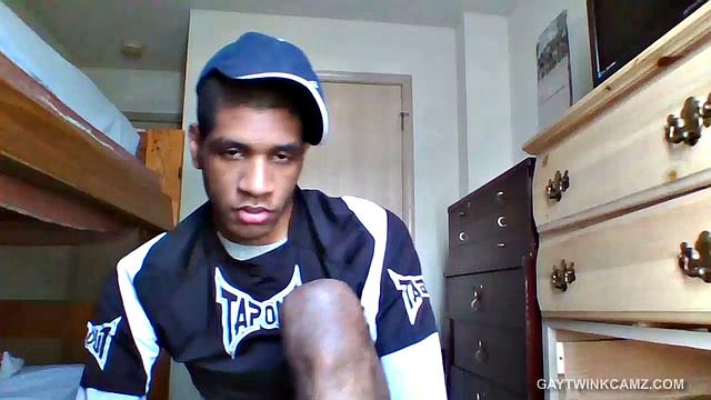 Young Black Amateur Stroking His Cock