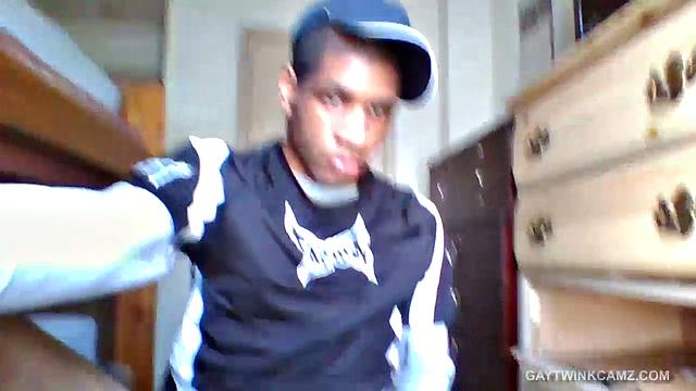 Young Black Amateur Stroking His Cock