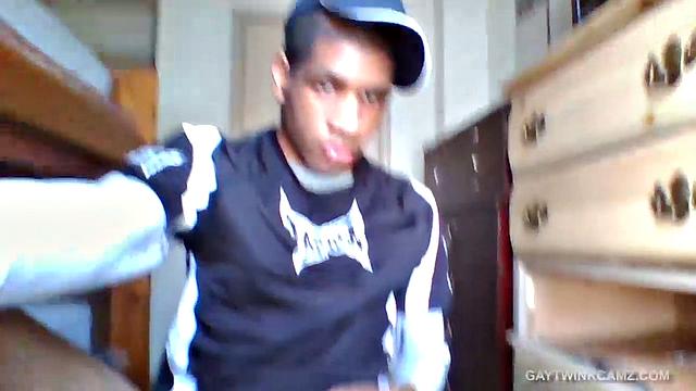 Young Black Amateur Stroking His Cock