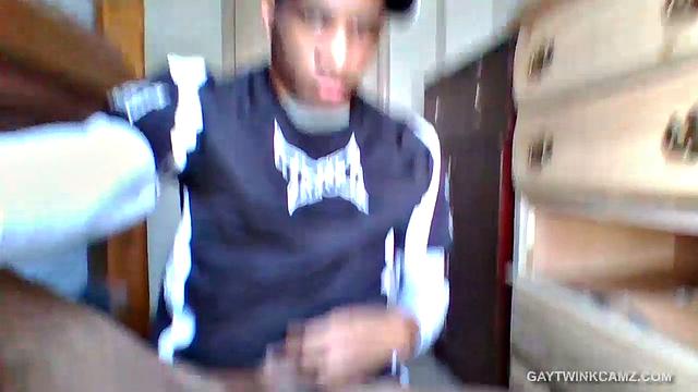 Young Black Amateur Stroking His Cock