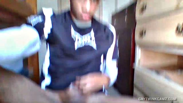 Young Black Amateur Stroking His Cock