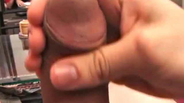 Travis Martinez starts out on the sofa to strip naked and get his dick boned up. Then he is all over the place, as he strokes hard and makes his big balls bounce. Eventually the horny young man blows his load.