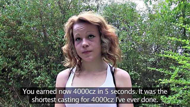 Fit slim redhead sucks and ficks in public