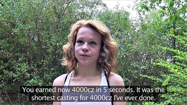 Fit slim redhead sucks and ficks in public