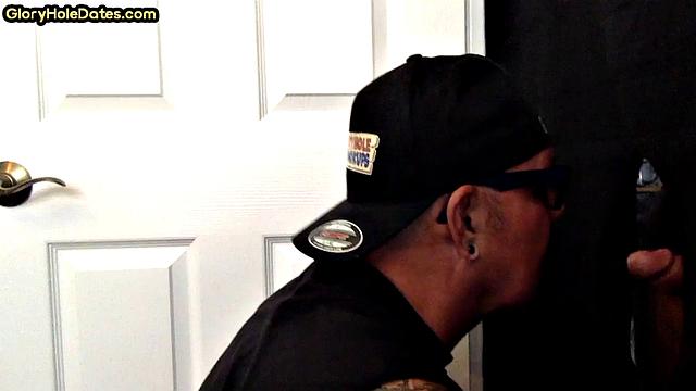 Gloryhole gaydaddy sucks and wanks sturdy penis