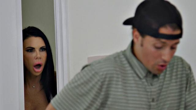 Pussybanged cougar joins 3some with stepson and his GF