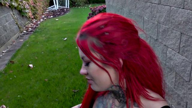 Tattooed chubby eurobabe seduced into outdoor POV sex