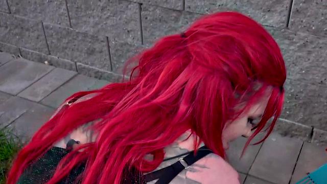 Tattooed chubby eurobabe seduced into outdoor POV sex