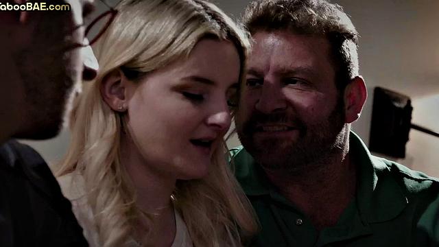 Busty babe got pussyrammed and cum in mouth in 3some