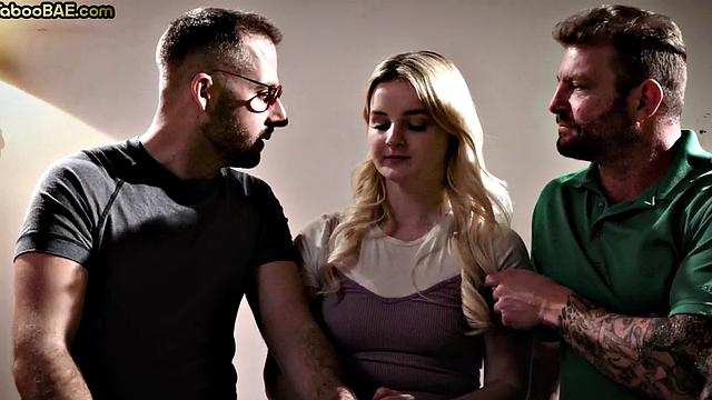 Busty babe got pussyrammed and cum in mouth in 3some