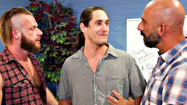 Fisting loving stud assfisted in 3some by daddies