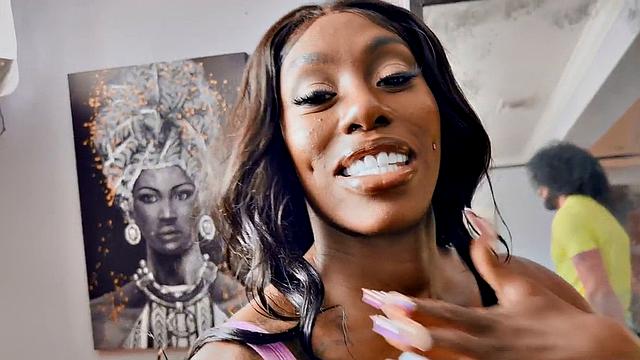 Busty black bae gets analfucked by BBC after throating