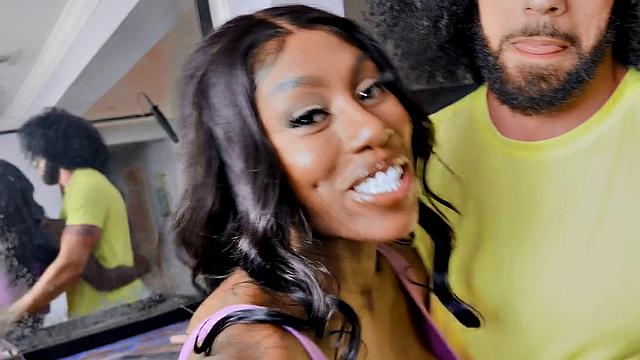 Busty black bae gets analfucked by BBC after throating