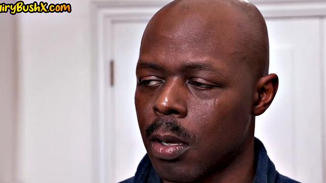 Petite hairy blonde slut joins ebony couple