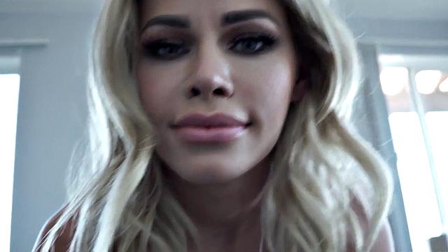 Busty stepdaughter pounded after blowing in POV