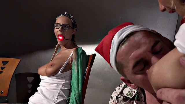 Blonde Colombian and blonde babes in ballgags and colombian cocksuckers