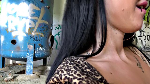 Tattooed tight body fucked outside