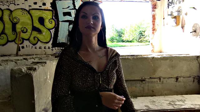 Tattooed tight body fucked outside